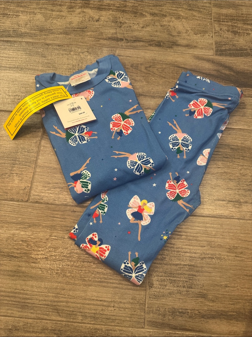 Hanna Andersson Blue Ballerina Butterfly Pajama Set with Multicolor Motifs